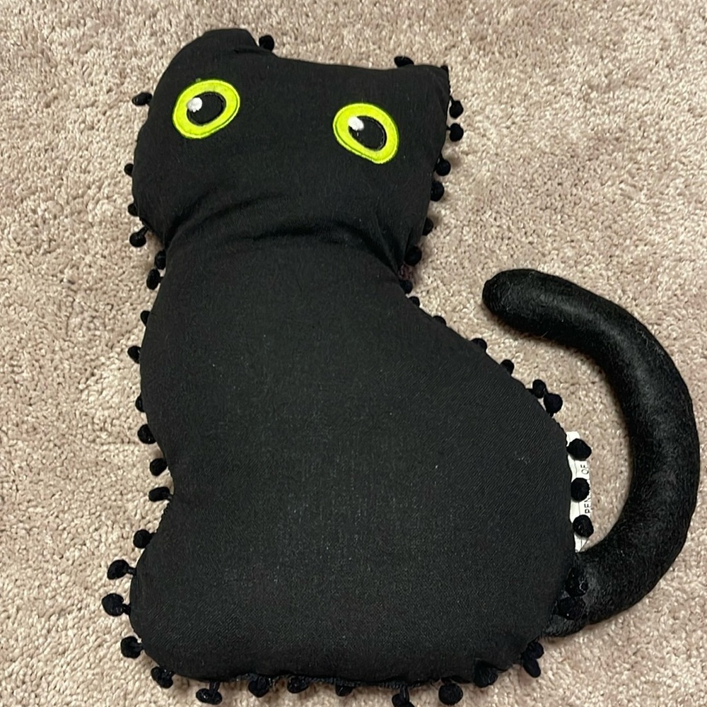 Super Cute Black Cat pillow Halloween cat mom LIKE NEW